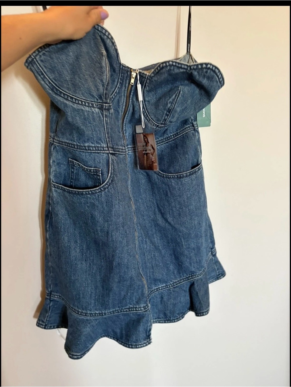 NWT- Self-Portrait Strapless Denim Mini Dress BRAND NEW WITH TAGS - Picture 2 of 13